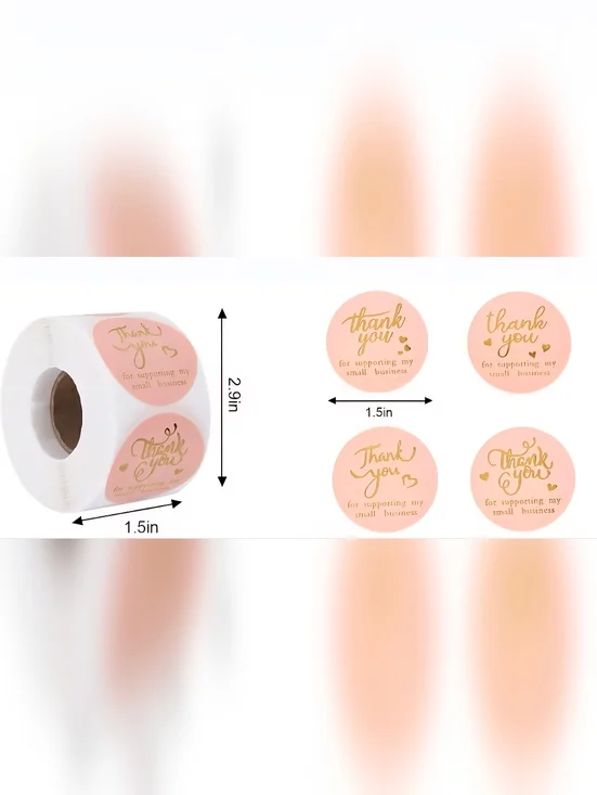 Small Business Packaging Bundle 20 Polymailers 100 Stickers 20 Cards Pink & Gold - Picture 2 of 7